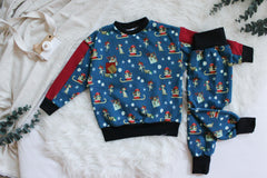 Sweatshirtstoff Winterwonderland jeansblau by Sabine Marschall