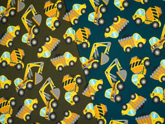 French Terry Sina Baufahrzeuge - 750 dunkelpetrol