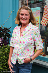 Baumwoll Webware Happy Easter Blumenwiese