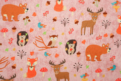 Sweatshirtstoff Cute Forest Friends - altrosa