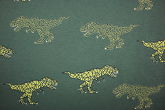 Reststück: 1,00m - Sweatshirt Stoff Dinoworld - smaragd