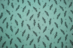 Reststück: 1,00m - Sweatshirt Stoff Kleine Zweige dunkelmint