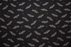 Reststück: 1,00m - Sweatshirt Stoff Kleine Zweige schwarz