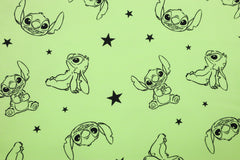 Reststück: 1,00m - Sweatshirt Stoff Ohana Stars neon gelb/grün