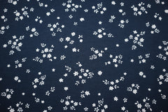 Reststück: 1,00m - Sweatshirt Stoff Small Flowers marine