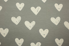 Reststück: 1,00m - Sweatshirt Stoff Sweet Hearts  grau/grün