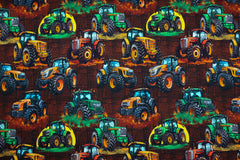 Reststück : 0,95 m Sweatshirtstoff Digital Traktoren