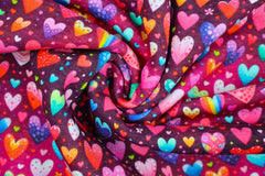 Sweatshirtstoff Digital Bunte Herzen