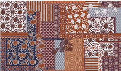Baumwollstoff Enjoy Collection - weinrot/cognac