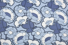 Viskose Leinen Blue Flower