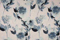 Reststück : 2,20 Meter Viskose-Leinen-Aquarell-Optik-Design-SH-eisblau