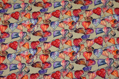 Viskose Leinen Digital Watercolor Leaves sand SH