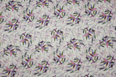 Reststück: 2,00m Viskose-Leinen 25 / natur bunte kleine Blätter