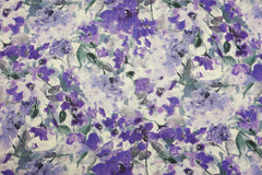 Reststück : 1,35m Viskose Leinen 4 lila Blütenzauber