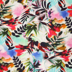 Viskose Leinen Tropical Leaves