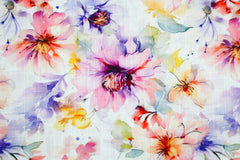 Viskose Leinen Digital Watercolor Flower