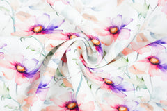 Viskose Leinen Digital Watercolor Flower