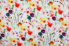 Viskose Leinen Digital Watercolor Flower