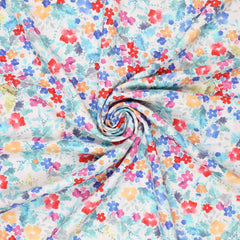 Viskose Leinen Watercolor Flower