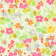 Viskose Leinen Watercolor Flower