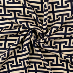 Viskose Satin Geo Art - dunkelblau