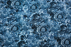 Viskosejersey Ornament Flower - blau