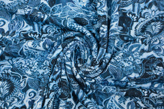 Viskosejersey Ornament Flower - blau