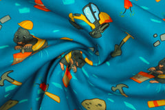 Reststück: 1,40m - Softshell Vorsicht Explosiv petrol