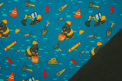 Reststück: 1,40m - Softshell Vorsicht Explosiv petrol