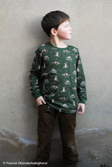 Baumwolljersey Life in the Forest by Christiane Zielinski - Waschbären - 564 grün