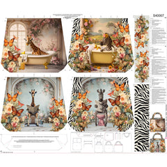Canvas Taschenpanel Wendetasche by Stenzo - Zebra & Giraffe im Bad