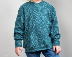 Nähbeispiel Baumwoll Jacquard Jersey Emily Animal Streifen in petrol bei Der Buntspecht