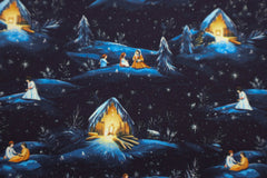 Baumwoll Popeline Weihnachten bei Nacht
