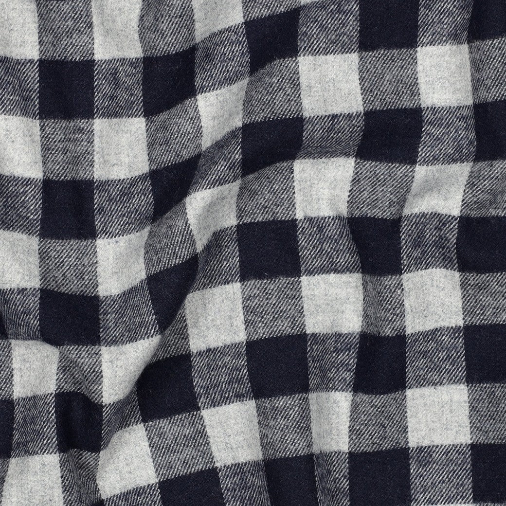 Baumwollflanell mit grauen und blauen Karos vom Buntspecht Shop
