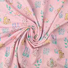 Lizenz Baumwolljersey im Glücksbärchis Naturspaß Design in der Farbe rosa