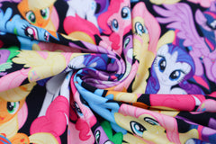 Reststück: 1,40m Baumwolljersey Lizenz -my little Pony - Schwarz Grundig - bunte Motive