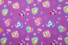 Reststück: 1,35m Baumwolljersey Lizenz -My Little Pony - dunkelaltrosa - buntes Herzmuster & Kirschen