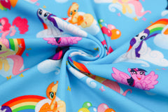 Reststück: 1,00m Baumwolljersey Lizenz -My Little Pony - Türkis Grundig - Wolken & Regenbogenland