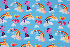Reststück: 1,00m Baumwolljersey Lizenz -My Little Pony - Türkis Grundig - Wolken & Regenbogenland