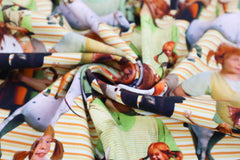 Reststück: 1,00m Baumwolljersey Digital Lizenz Astrid Lindgren- Pippi Langstrumpf - gestreift