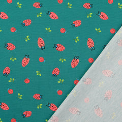 Baumwolljersey Strawberry in grün bei Der Buntspecht