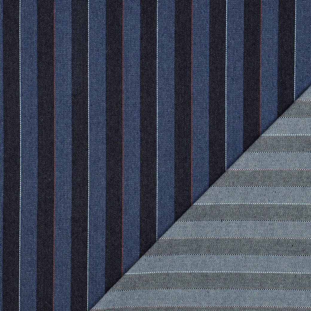 Denim Jeans Jacquard Stripes Indigo bei Der Buntspecht Shop