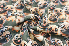 French Terry Digital angeraut Funny Mops