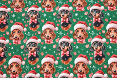 French Terry angeraut Digital Weihnachtsdackel