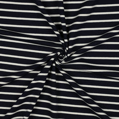 French Terry Basic Streifen in dunkelblau und weiß vom Buntspecht Shop