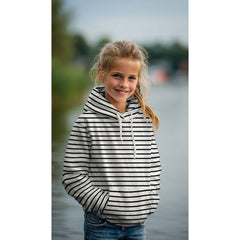 French Terry Basic Streifen in dunkelblau und weiß vom Buntspecht Shop