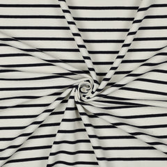 French Terry Basic Streifen in dunkelblau und weiß vom Buntspecht Shop