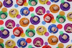 Reststück: 0,90m Lizenz Baumwolljersey Digital Toystory - bunte Kringel -
