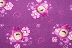 Reststück: 1,00m Lizenz Baumwolljersey Digital Oddbots Flower & Hearts - Beere -