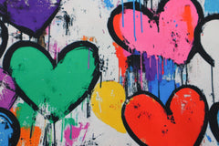 Oxfordgewebe Digital Spraypainted Hearts